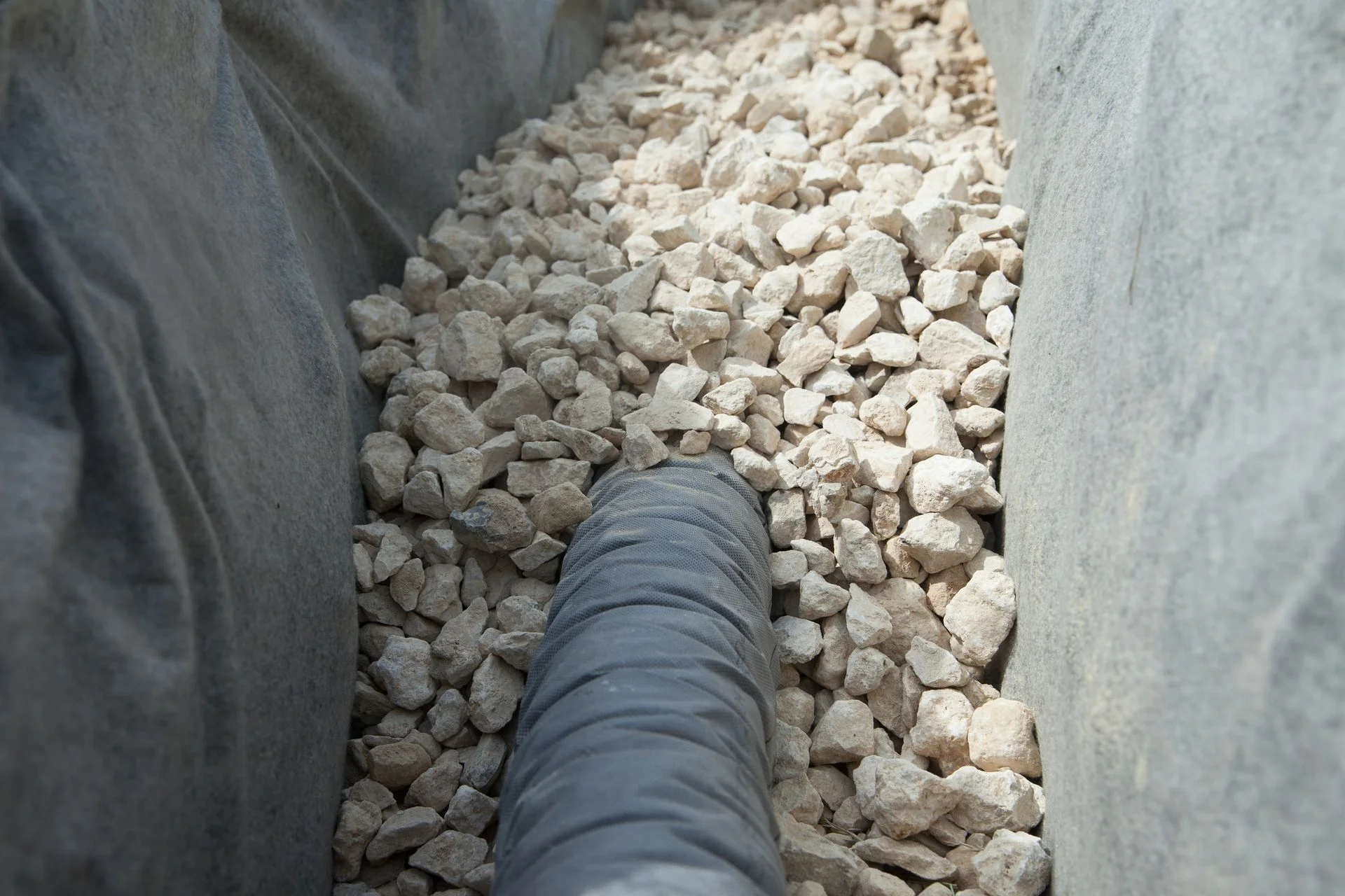 Drainage-Rohrverlegung am Hausfundament